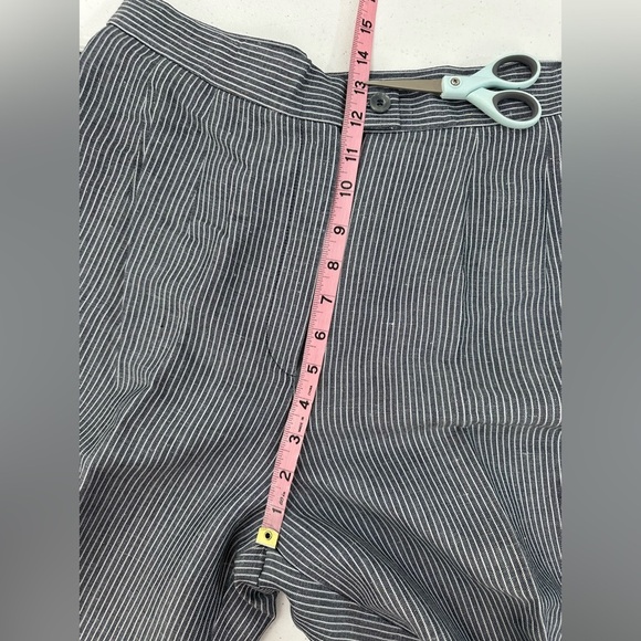 Harve Benard Striped Linen Blend Cropped Pants Relaxed Pleated Trouser 12 Petite - Picture 6 of 11